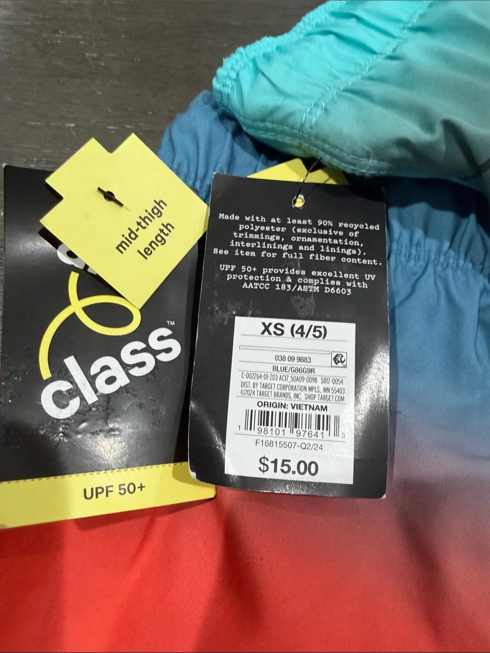 Pack 2 Short Swim Ombre Aqua to Charcoal & Blue to Coral Swim Trunks - Art Class